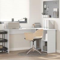 Berkfield Home White Computer Desk White Engineered wood Medium Computer Desk