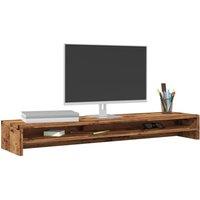 Berkfield Home Monitor Stand Old Wood 100x24x13 cm Engineered Wood in Brown | Size: 100 x 24 x 13 cm