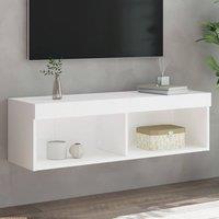 Berkfield Home TV Cabinet with LED Lights White 100x30x30 cm | Size: 100 x 30 x 30 cm