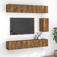Berkfield Home 7 Piece TV Cabinet Set Smoked Oak Engineered Wood in Brown