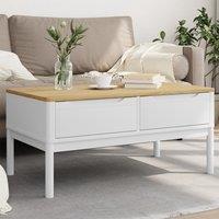 Berkfield Home Coffee Table FLORO White 99x55.5x45 cm Solid Pine Wood