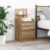 Berkfield Home Bedside Cabinet with 2 Drawers Artisan Oak 38x34x80 cm in Brown | Size: 38 x 34 x 80 cm