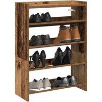 Berkfield Home Shoe Rack Old Wood 60x25x81 cm Engineered Wood in Brown | Size: 60 x 25 x 81 cm