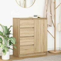 Berkfield Home Sideboard with Drawers Sonoma Oak 71x35x84 cm Engineered Wood in Brown | Size: 71 x 35 x 84 cm