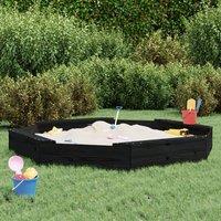 Berkfield Home Sandbox with Seats Black Octagon Solid Wood Pine