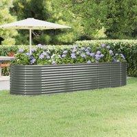 Berkfield Home Garden Raised Bed Powder-coated Steel 322x100x68 cm Grey | Size: 322 x 100 x 68 cm