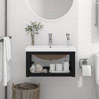 Berkfield Home Bathroom Washbasin Frame with Built-in Basin Black Iron