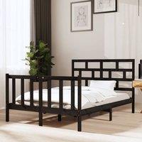 Berkfield Home Bed Frame Black Solid Wood Pine 135x190 cm Double
