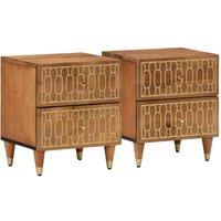 Berkfield Home Bedside Cabinets 2 pcs 40x33x46 cm Solid Wood Mango in Brown | Size: 40 x 33 x 46 cm