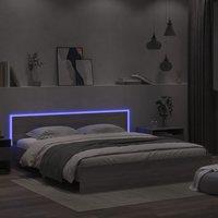 Berkfield Home Bed Frame with LED without Mattress Grey Sonoma 180x200 cm Super King
