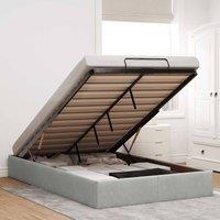 Berkfield Home Ottoman Bed Frame No Mattress Light Grey Double Velvet