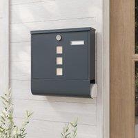 SONGMICS Wall Mounted Post Box with Lock Viewing Window & Lid in Dark Grey