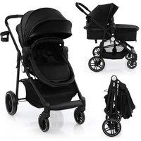 Costway 2 in 1 Baby Stroller Foldable Pushchair Reversible Seat With Adjustable Canopy in Black