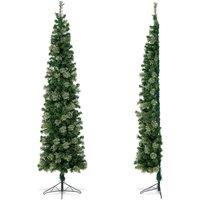 Costway 7FT Half Christmas Tree with 403 Branch Tips & 150 Lights in Green