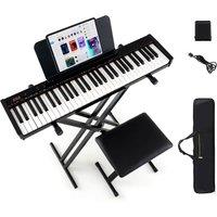 Costway 61-Key Portable Electronic Keyboard Piano w/ Stand & Stool in Black