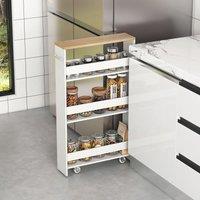 Costway 3-tier Slim Storage Cart Narrow Rolling Kitchen Serving Cart w/ Open Shelves in White