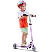 Costway Foldable Aluminum Commute Scooter w/ LED Wheels Adjustable Handlebar in Purple