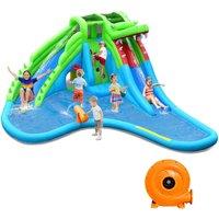 Costway 7-In-1 Inflatable Water Slide Jumping Bouncy Castle House with 780W Air Blower