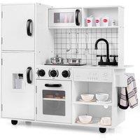 Costway Play Kitchen Toy Set Chef Pretend Play Toy with Oven Sink & Stove in White