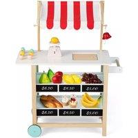 Costway Pretend Play Ice Cream Cart Wooden Grocery Store Supermarket Toy in Red