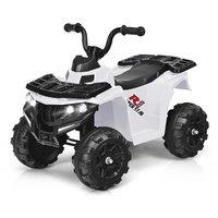 Costway 6V Electric Ride on Car Battery Powered Quad Bike ATV Vehicle Toy W/ Headlight in White