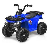 Costway 6V Electric Ride on Car Battery Powered Quad Bike ATV Vehicle Toy W/ Headlight in Blue