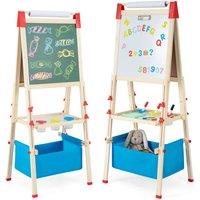 Costway Wooden Art Easel Double Sided Easel Blackboard W/Replaceable Paper Roller