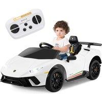 Gymax Ride on Car 12V Battery Powered Electric Vehicle Toy Lamborghini-White in White