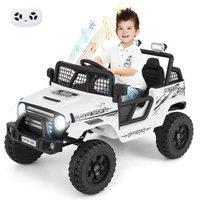 Gymax 12V Ride on Truck Car Battery Powered Electric Toy Vehicle-White in White