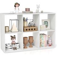 Gymax 6-Cube Bookshelf Cubby 3-Tier Bookcase Display Rack Open Shelves White