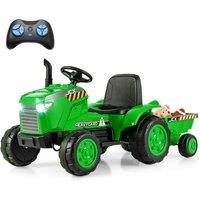 Gymax 12V Ride On Tractor Electric Toy Car With Remote Control Lights & Horn in Green
