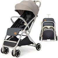 Gymax One-Hand Baby Stroller Folding Pushchair With Adjustable Backrest in Grey