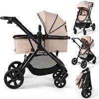 Gymax Baby Stroller Reversible Pushchair With Canopy & Adjustable Backrest in Beige