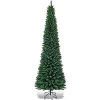 Gymax 7FT Artificial Slim Christmas Tree 210 CM Xmas Decoration Tree for Small Room in Green