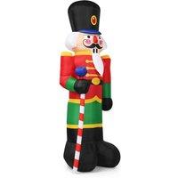 Gymax 2.4M Inflatable Christmas Nutcracker Soldier With 3 LED Lights & Candy Scepter
