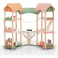 Gymax Multi-Layer Dollhouse With 33PCS Furniture Accessories Wooden DIY Play