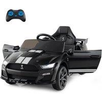 Gymax Electric Ride On Toy Car Ford Mustang With Light Music &Remote Control in Black