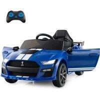 Gymax Electric Ride On Toy Car Ford Mustang With Light Music &Remote Control in Blue