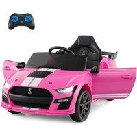 Gymax Electric Ride On Toy Car Ford Mustang With Light Music &Remote Control in Pink
