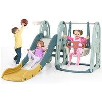 Gymax 4-in-1 Slide & Swing Set With Basketball Hoop & Climber