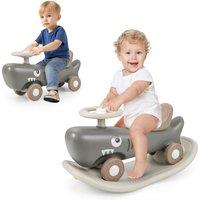 Gymax Rocking Horse 3 in 1 Ride On Sliding Car With Balance Board & Wheels in Dark Grey