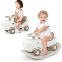 Gymax Rocking Horse 3 in 1 Ride On Sliding Car With Balance Board & Wheels in White