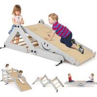 Gymax Montessori Climbing Set Folding Climber Ladder With Reversible Ramp in Grey