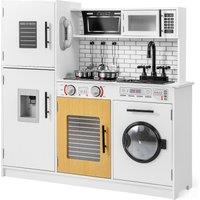 Gymax Play Kitchen Toy Set Kitchen Playset With Oven Washing Machine Telephone in White