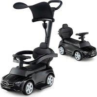 Gymax Ride on Sliding Toy Car With Adjustable Canopy & Engine Sound in Black
