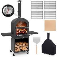 Gymax Outdoor Pizza Oven Wood Fired Pizza Oven with Protective Cover-Black in Black