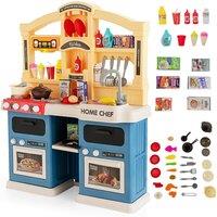 Gymax 69 PCS Play Kitchen Pretend Role Play Toy Set Simulated Food Age 3+ in Blue