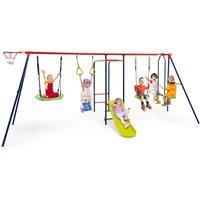 Gymax 7-in-1 Swing Set Heavy Duty Play Set With 2 Swings & Fun Glider-Red in Red