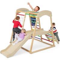 Gymax 6-in-1 Jungle Gym Wooden Indoor Large Climbing Toy with Monkey Bars