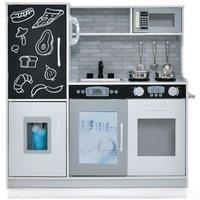Gymax Wooden Play Kitchen Pretend Play Toy Kitchen With Microwave Ice Maker in White